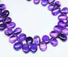 Natural Purple Amethyst Smooth Pear Drop Briolette Beads Strand Sold per 4.5 inches strand and Size 10mm to 11mm approx. Pronounced AM-eth-ist, this lovely stone comes in two color variations of Purple and Pink. This gemstones belongs to quartz family. All strands are hand picked. 